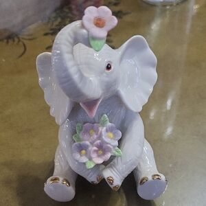 Lenox Porcelain Elephant Figurine with Flowers